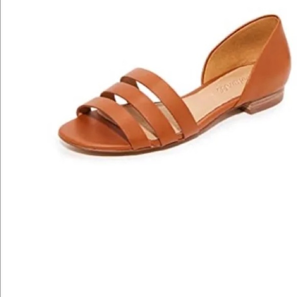 Madewell Tan leather Leila Strappy D'Orsay Flat Sandal
